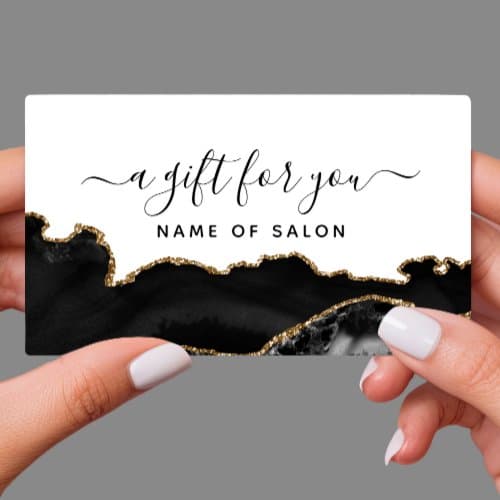 Custom Gift Certificates | Agate Black And Gold Marble Salon Gift Card