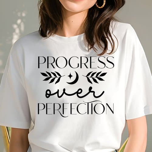 Custom T-Shirts | Boho Progress Over Perfection Motivational Tri-Blend Shirt