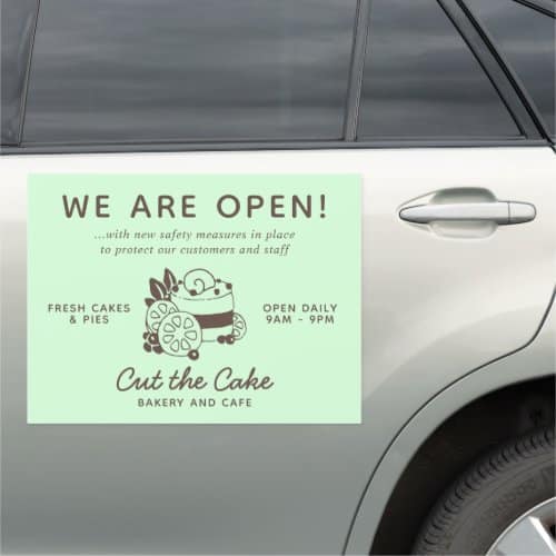 Custom Car Magnets | Cake Logo Bakery Business Reopening Car Magnet