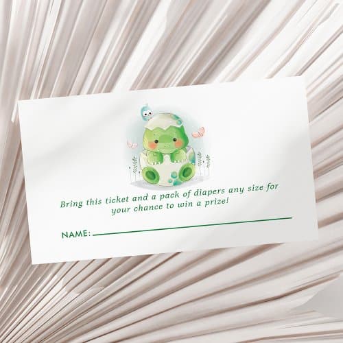 Baby Shower Diaper Raffle Cards | Dinosaur Egg Baby Shower Diaper Raffle Enclosure Card