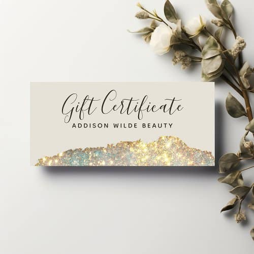 Custom Gift Certificates | Holographic Glam Glitter Salon Gift Certificate