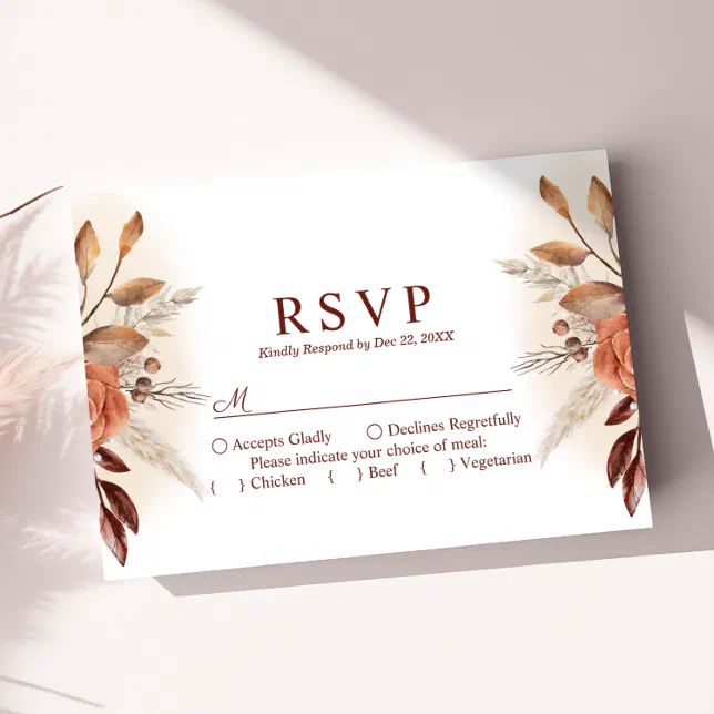 Rustic Terracotta Wedding Invitations | Rsvp Card