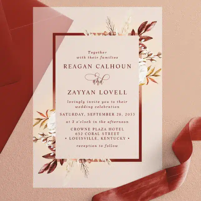 Rustic Floral Terracotta Pampas Grass Boho Wedding Vellum Invitations Rustic Terracotta Wedding Invitations: Perfect For Bohemian Romance In 2025
