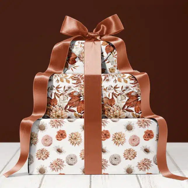 Rustic Terracotta Flowers And Pampas Grass Floral Wrapping Paper Sheets R W0Nnk2 644 Rustic Terracotta Wedding Invitations: Perfect For Bohemian Romance In 2025