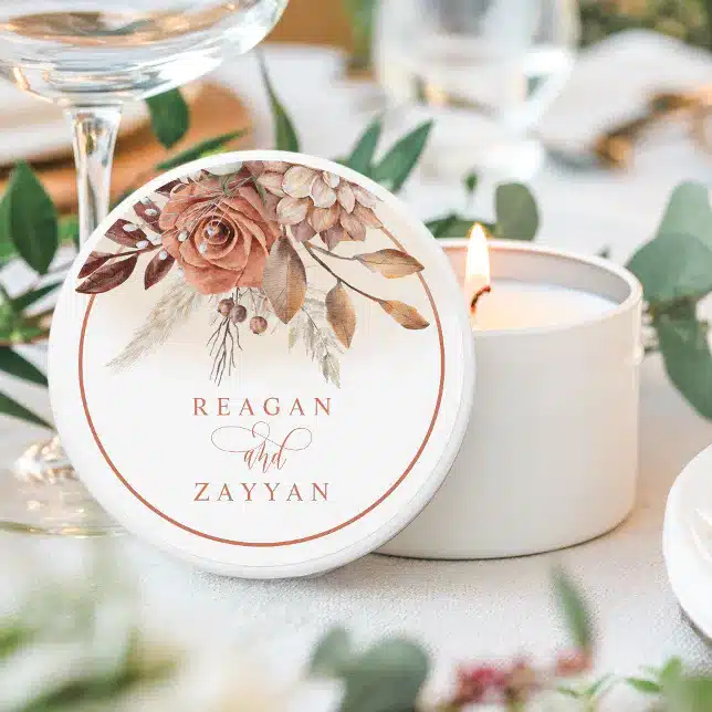 Rustic Terracotta Flowers And Pampas Grass Wedding Mini Candle Favors R Iq1Kpo 644 Rustic Terracotta Wedding Invitations: Perfect For Bohemian Romance In 2025