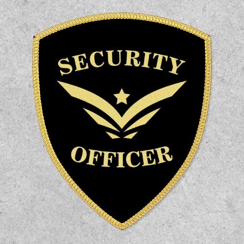 Custom Iron On Patches | Security Officer Black And Gold Badge Patch