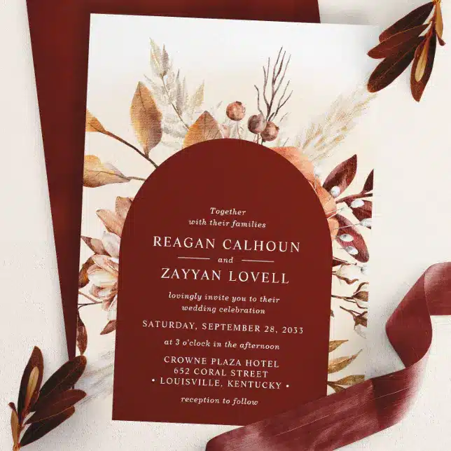 Terracotta Floral Arch Pampas Grass Wedding Invitation R Z2Sgso 644 Rustic Terracotta Wedding Invitations: Perfect For Bohemian Romance In 2025