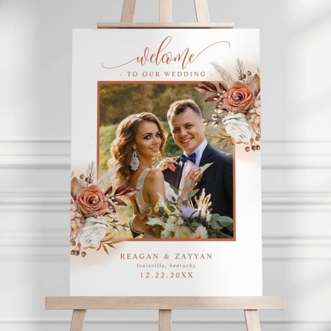 Terracotta Flowers Pampas Grass Wedding Foam Board Rustic Terracotta Wedding Invitations: Perfect For Bohemian Romance In 2025