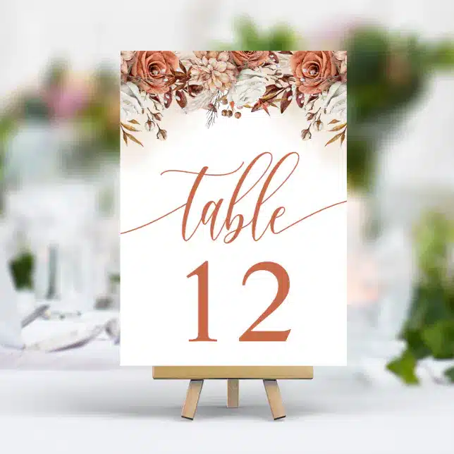 Terracotta Flowers Pampas Grass Wedding Table Number Rustic Terracotta Wedding Invitations: Perfect For Bohemian Romance In 2025