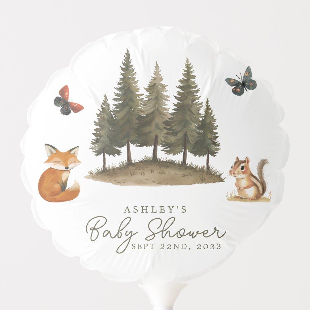 Baby Shower Balloons | Woodland Forest Animals Watercolor Baby Shower Balloon