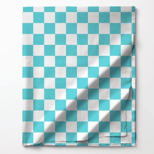 Aquamarine Blue And White Checkered Pattern Fabric R Wlyyd6 500 Home Decor And Living