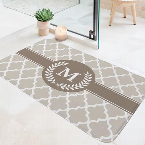 Home Decor And Living | Beige And Mocha Moroccan Monogram Bath Mat