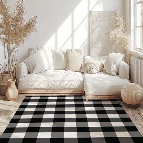 Classic Black White Buffalo Check Rug Home Decor And Living