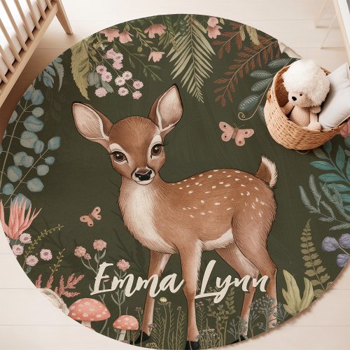 Woodland Deer Butterfly Custom Name Nursery Rug Home Decor And Living