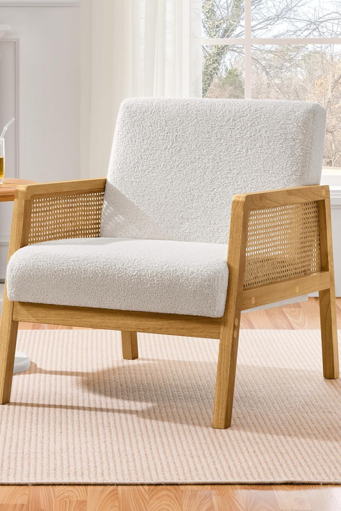 Beige Aesthetic Home Decor - Bouclé Accent Chair