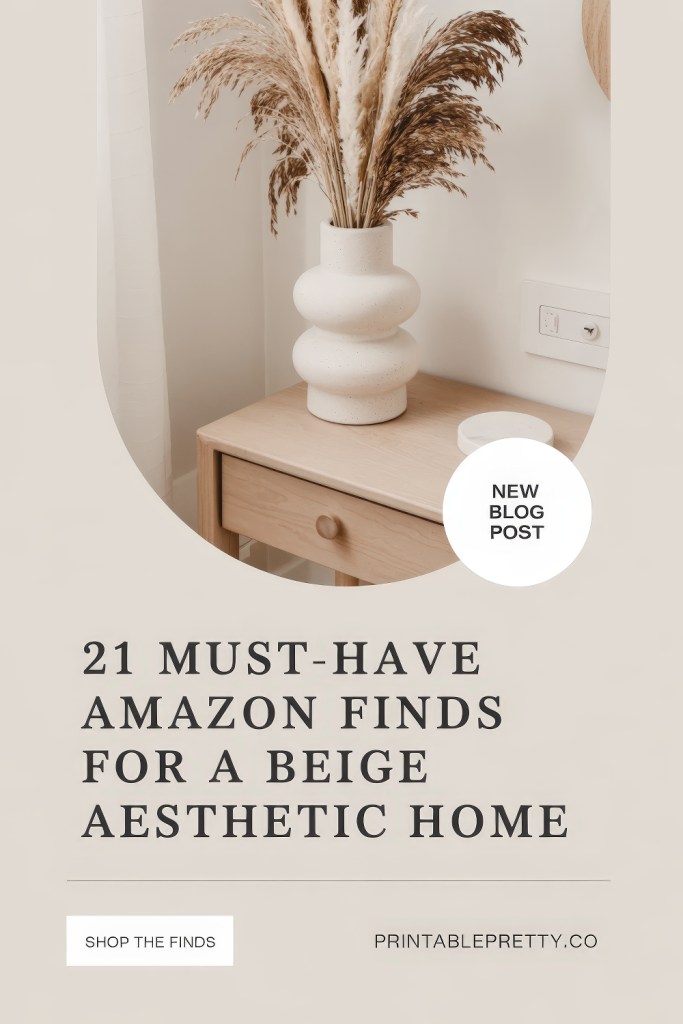 Aesthetic Beige Home Decor Setup With A Modern Sculptural Vase Holding Dried Pampas Grass On A Light Wood Nightstand. Neutral Minimalist Tones Perfect For A Soft Beige Interior.