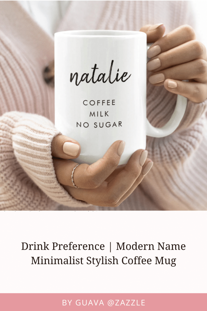 A Cute Personalized Coffee Mug Featuring A Name And Drink Preference.