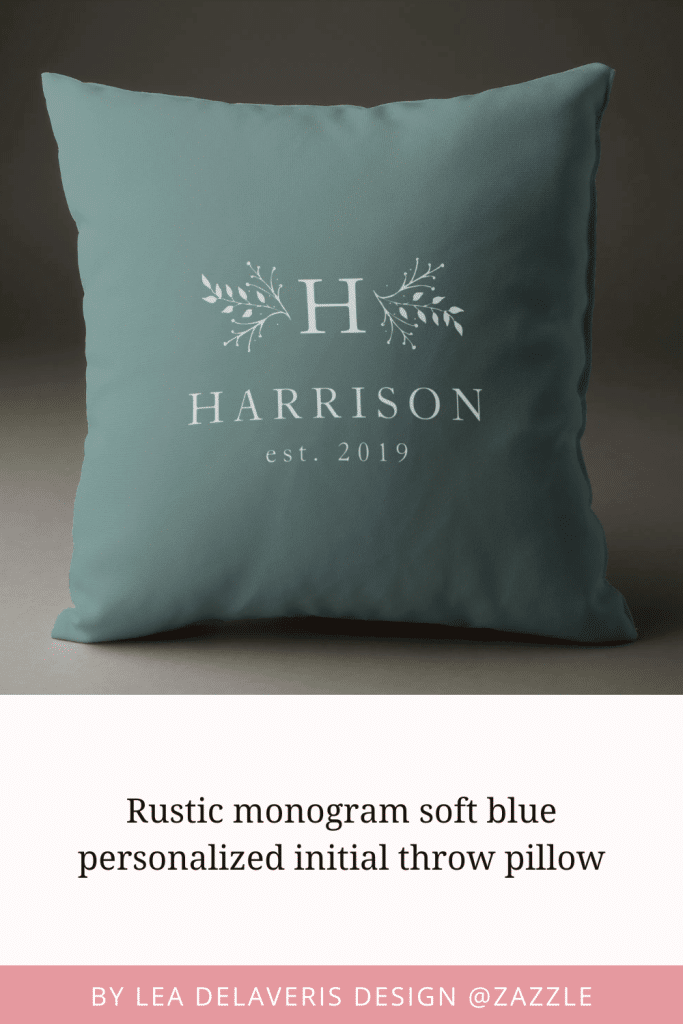 Curated Personalized Home Decor A Rustic-Style Throw Pillow With A Personalized Monogram In White.