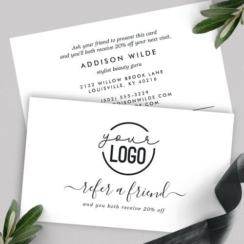 Custom Business Cards - Add Your Logo Modern Minimalist Simple Referral Card