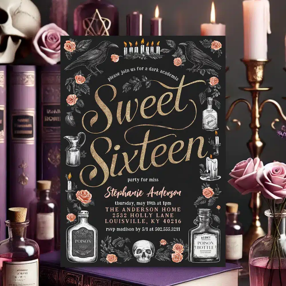 Dark Academia Floral Sweet Sixteen Birthday Invitation R W0Ytzz 1000 2 Dark Academia Phone Wallpapers (Free Download)