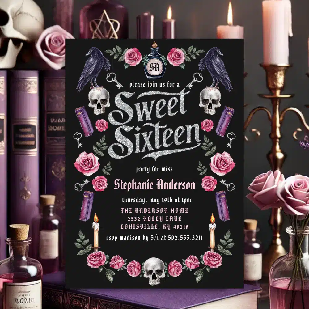 Dark Academia Gothic Silver Floral Sweet 16 Invitation R Wbloci 1000 Dark Academia Phone Wallpapers (Free Download)