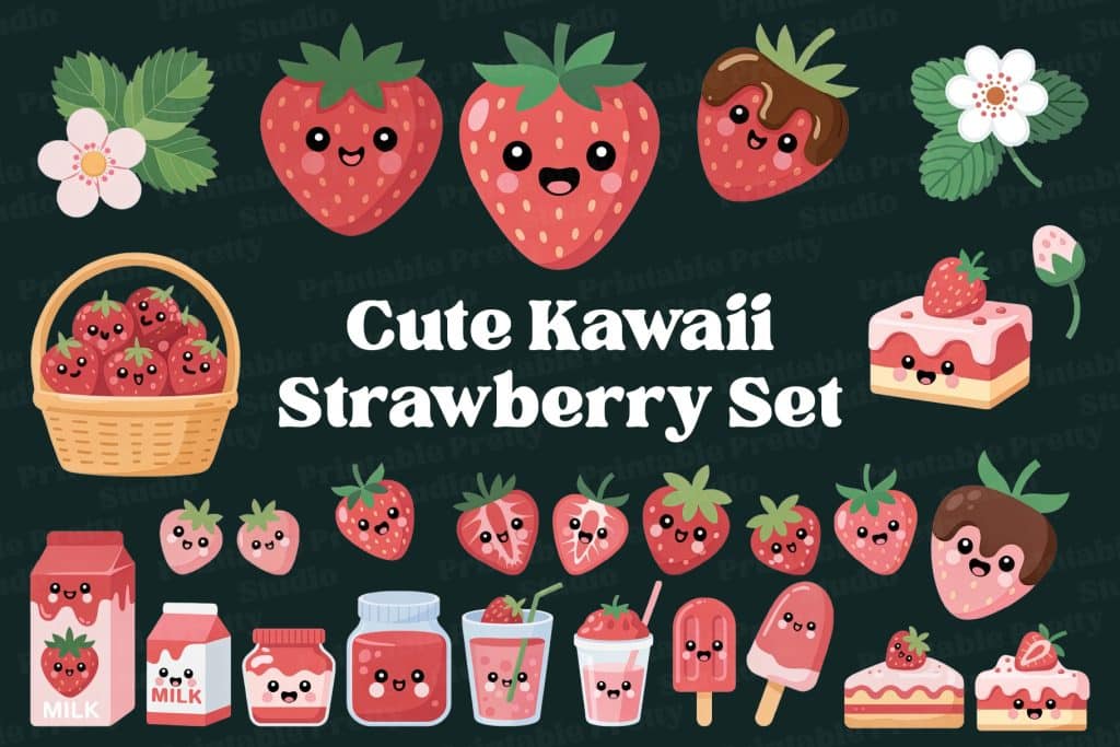 New Digital Download Site Strawberry Kawaii Clip Art