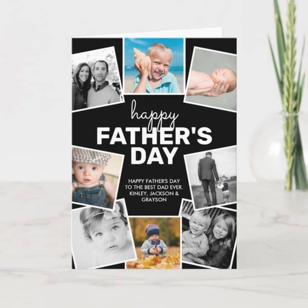 Happy Father'S Day Card Featuring A Collage Of Family Photos.