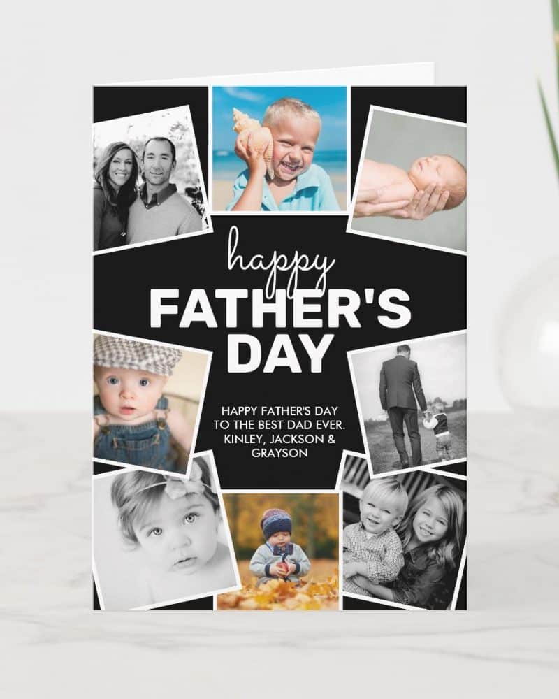 Happy Father's Day card featuring a collage of family photos.
