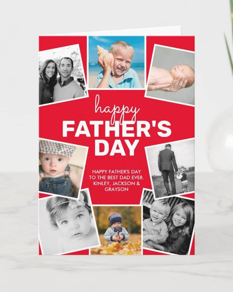 Happy Father's Day card with a collage of family photos.