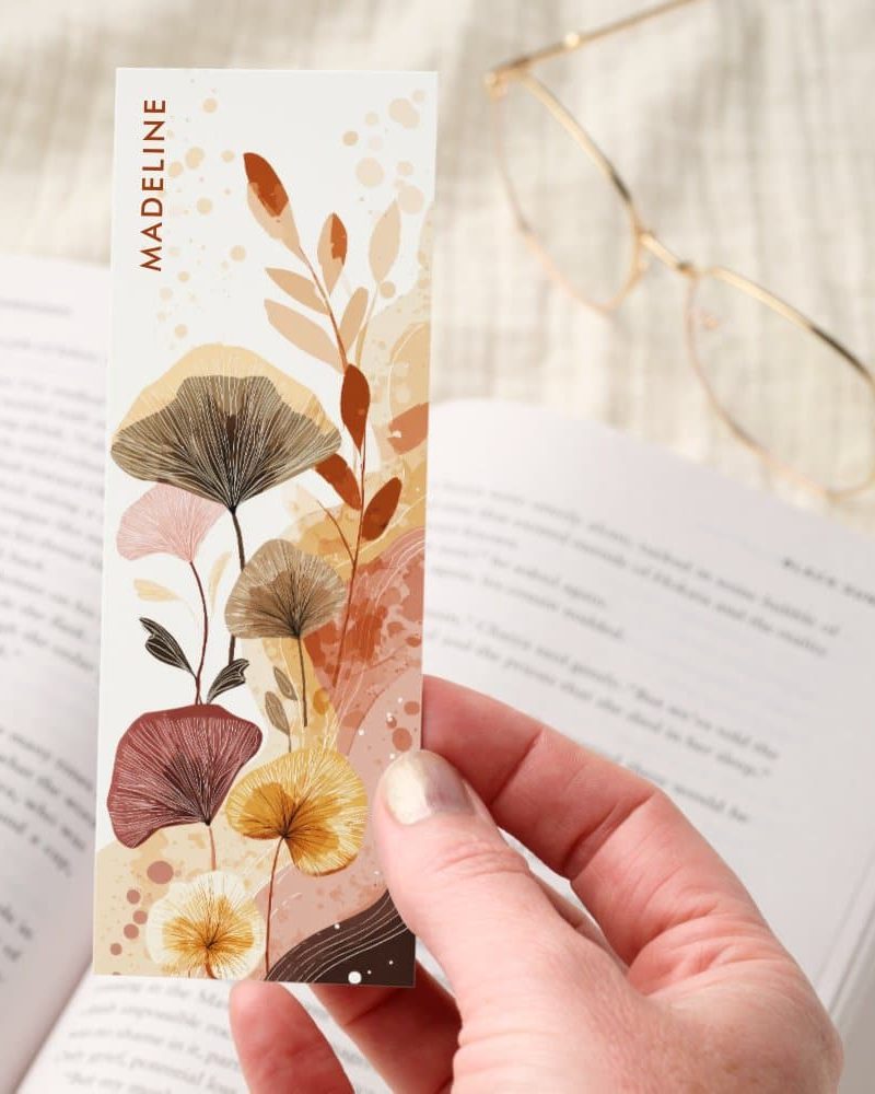 Abstract Boho Floral Personalized Bookmarks