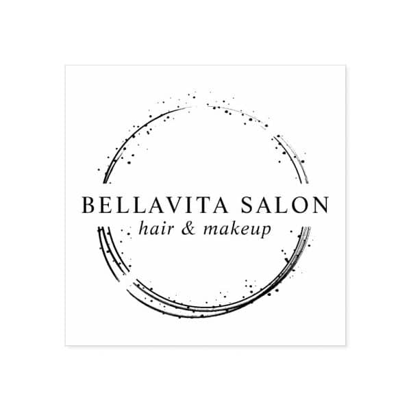 Bellavita Salon Logo: A Black Circular Brush Stroke With Scattered Dots, And The Text Bella Vita Salon Hair &Amp; Makeup Underneath.