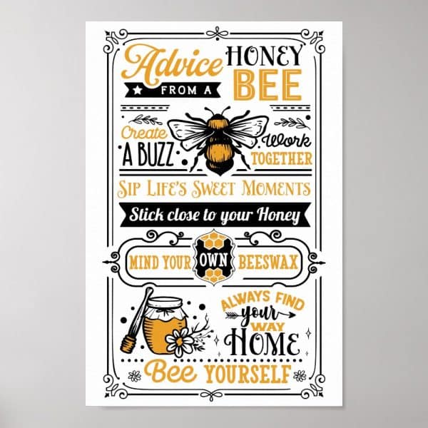 Motivational Poster Featuring A Bee And Advice-Giving Text.