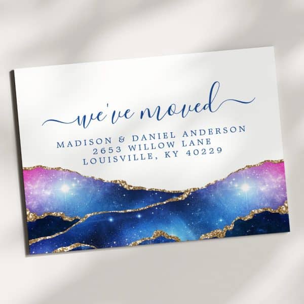 Change Of Address Announcement Card With A Galaxy Design.