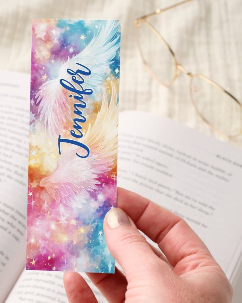 Angel Wings Galaxy Stars Personalized Bookmarks