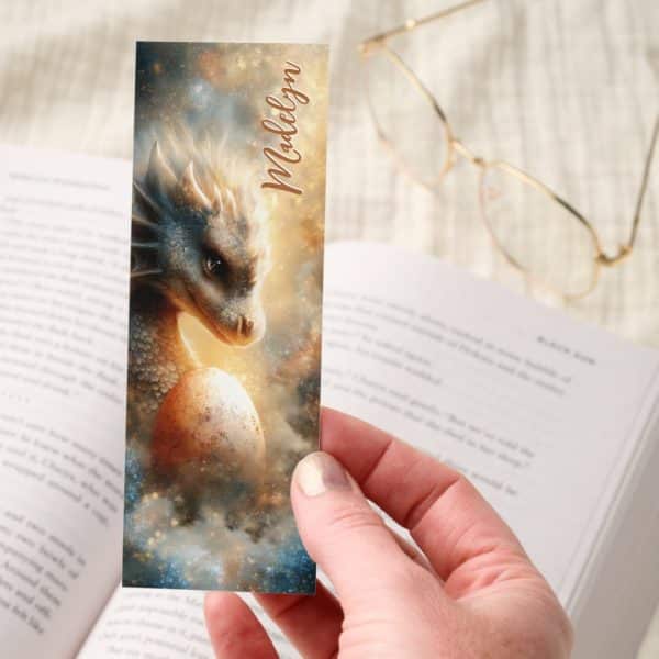 Baby Dragon Cosmic Egg Space Personalized Bookmarks