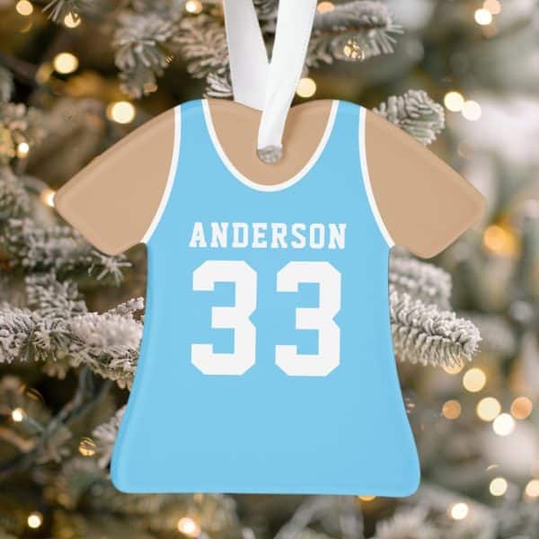 Light Blue Basketball Jersey Ornament With The Name Anderson And Number 33.