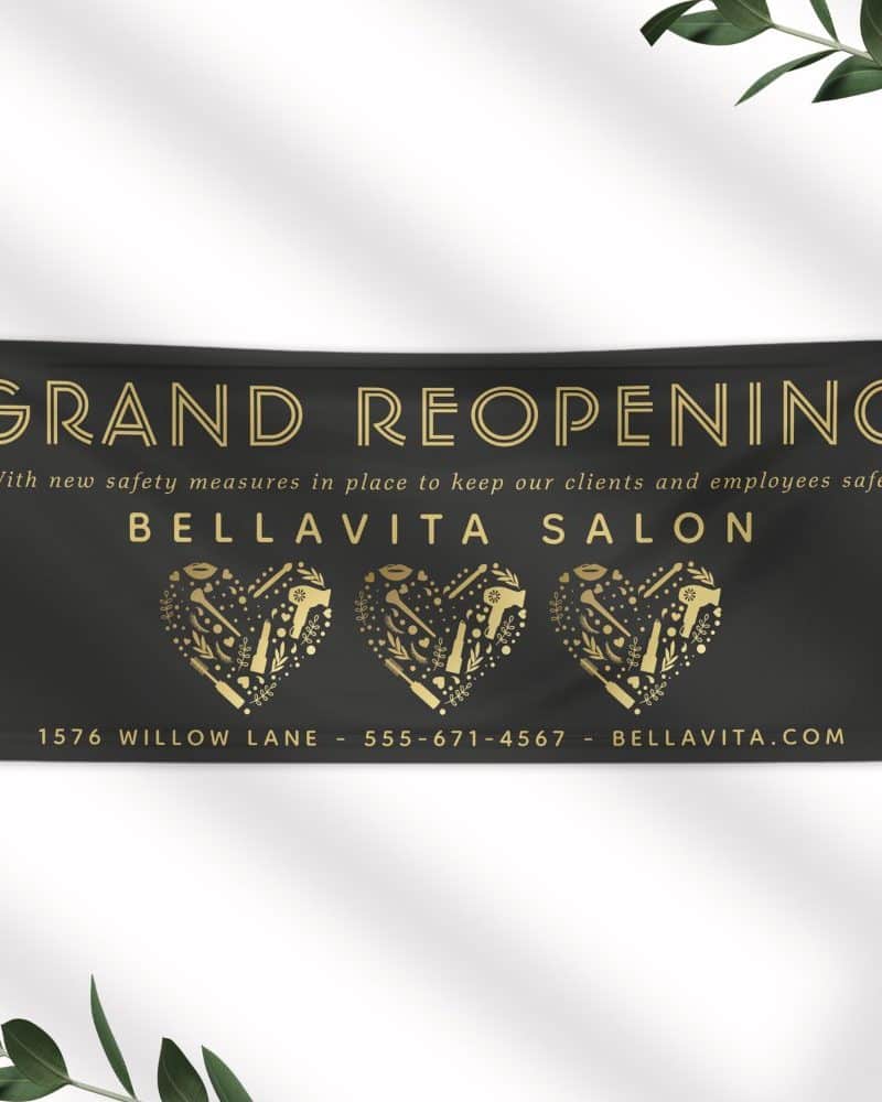 Black And Gold Heart Salon Business Banner