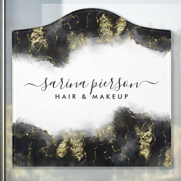 Black And Gold Business Sign For Sarina Pierson Hair &Amp; Makeup.