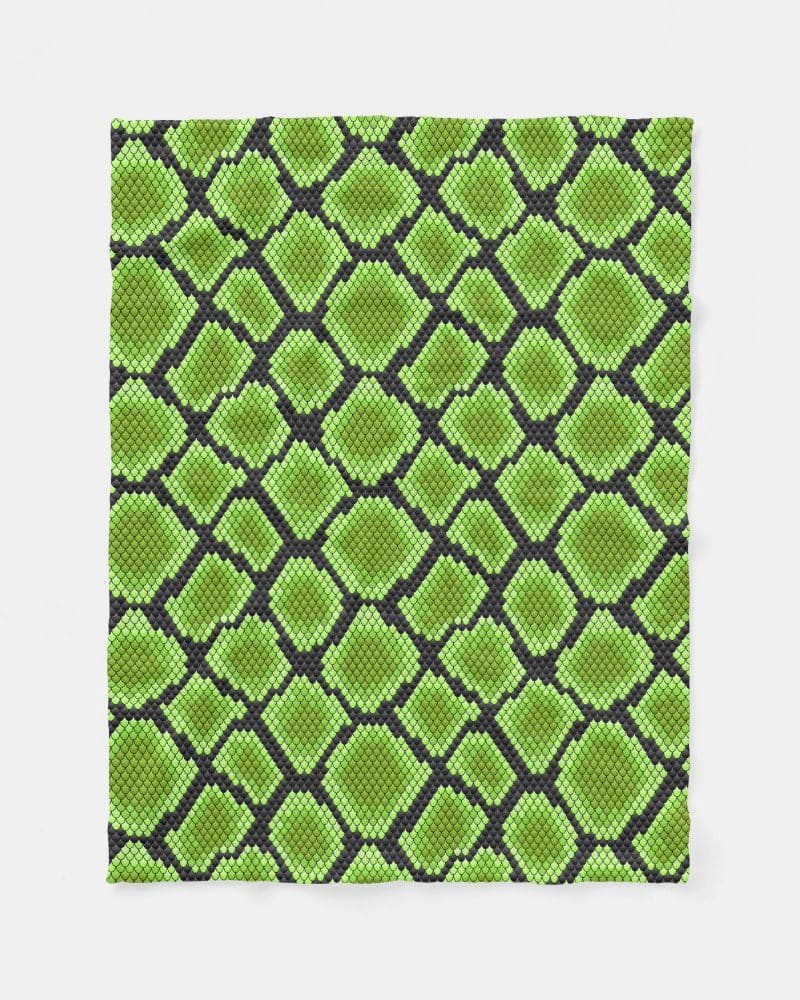 Lime green snakeskin patterned throw blanket.