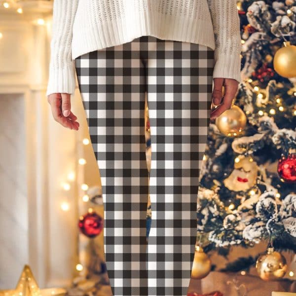Black And White Buffalo Plaid Leggings.