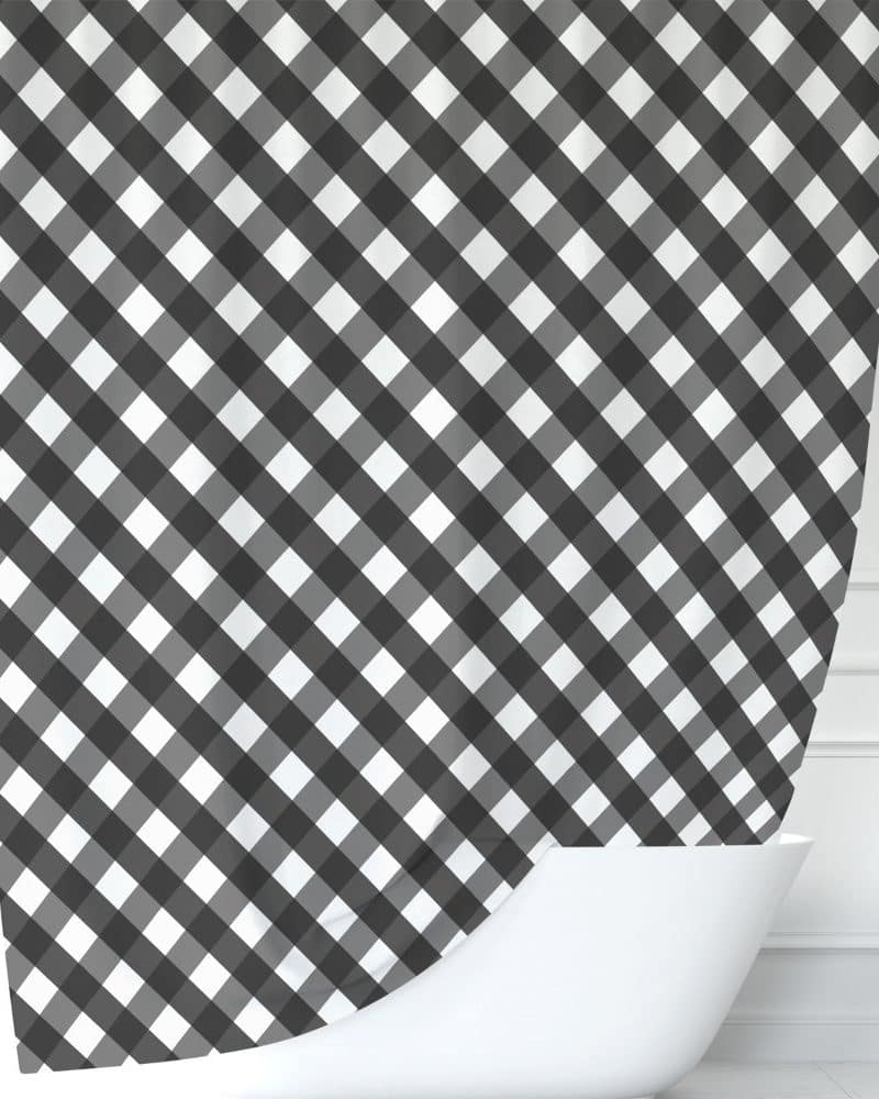 Black and white gingham shower curtain.