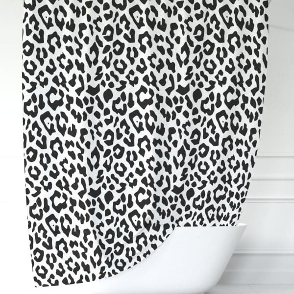 Black And White Leopard Print Shower Curtain.
