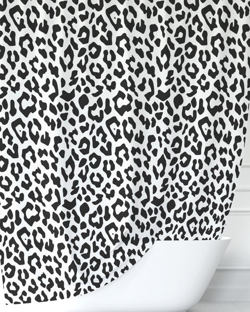 Black and white leopard print shower curtain.