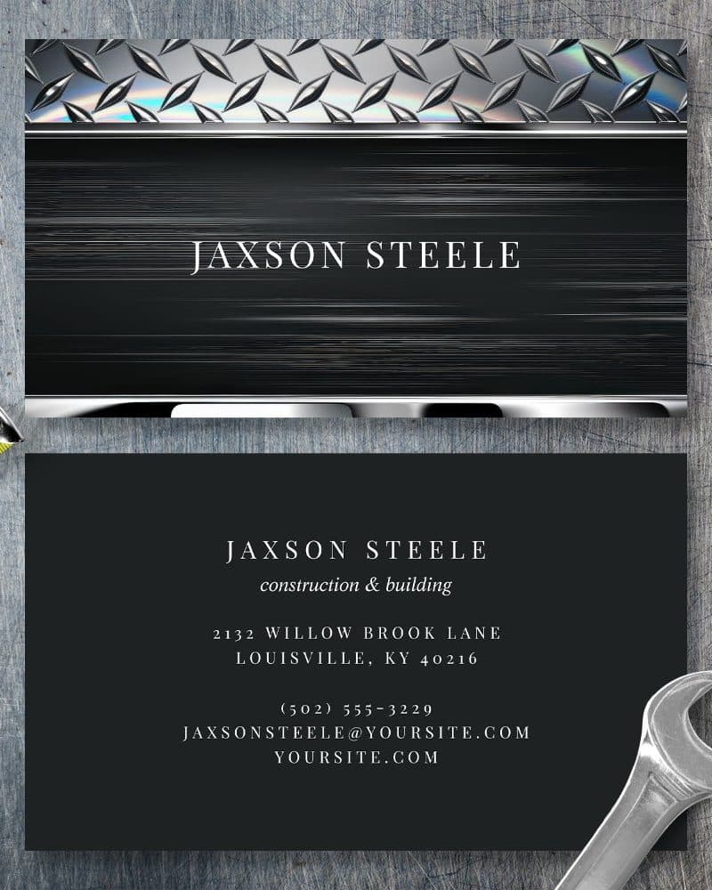 Jaxson Steele construction and building business card.