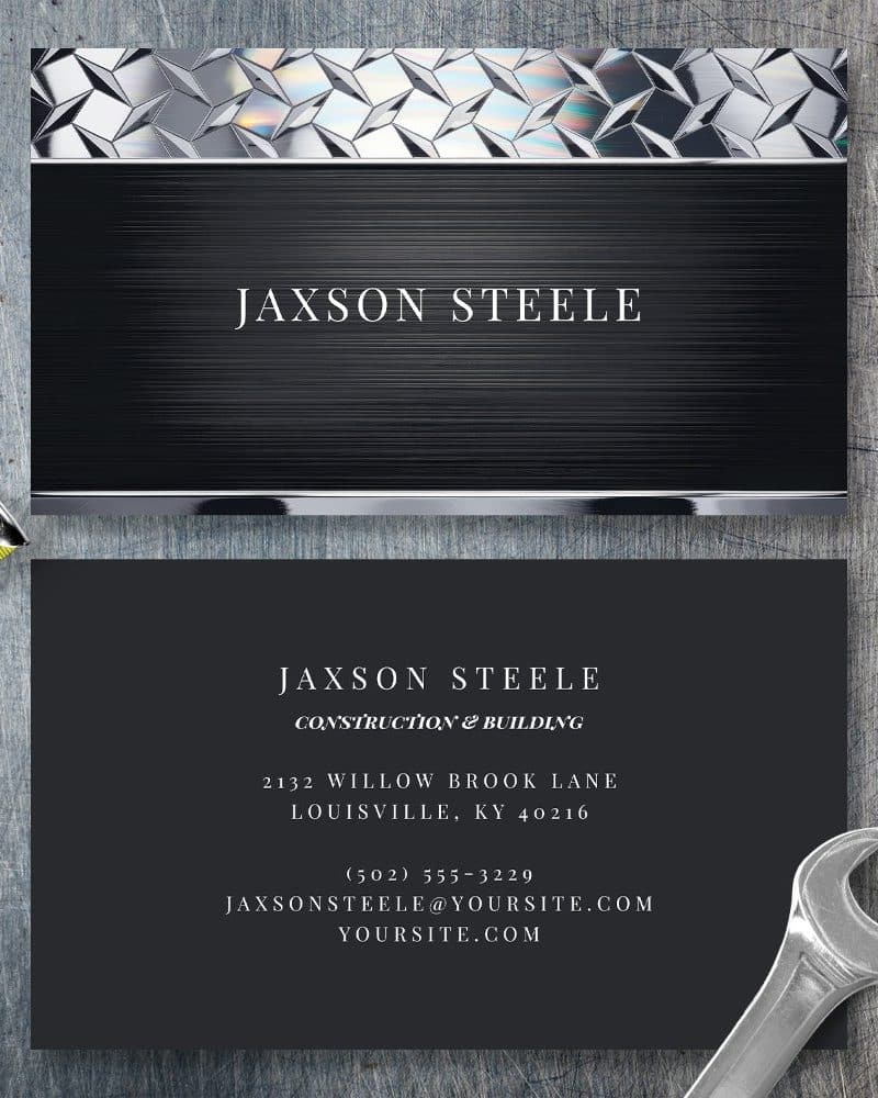 Jaxson Steele construction and building business card.