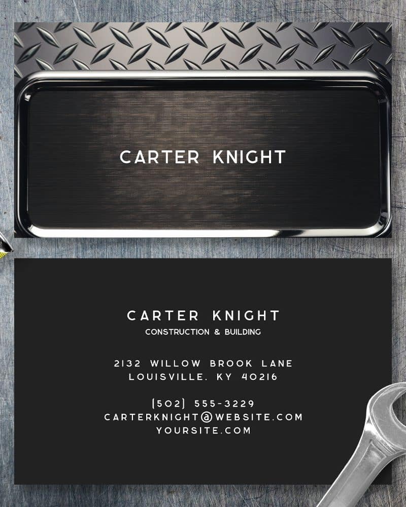 Business card for Carter Knight Construction & Building.