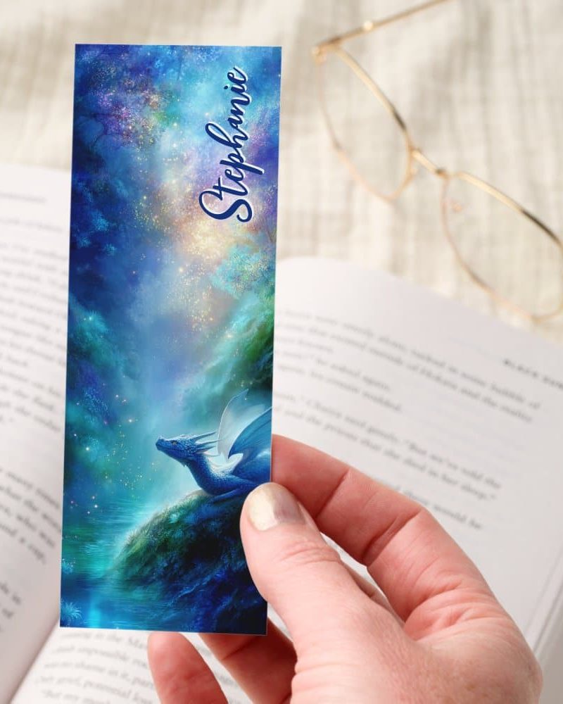 Blue Dragon Magical Forest Personalized Bookmarks