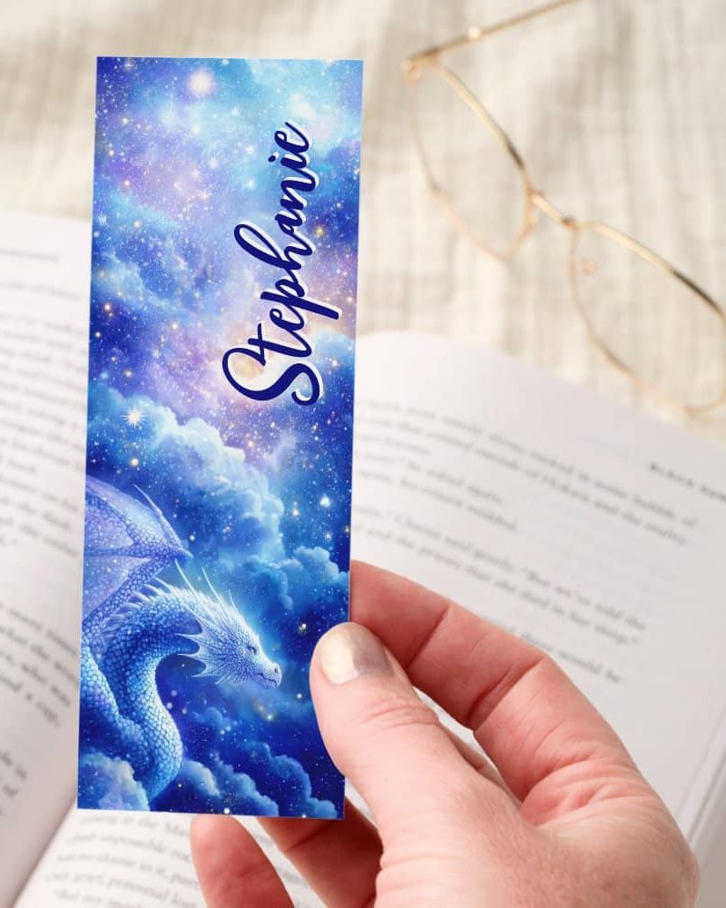 Blue Dragon Starry Sky Celestial Personalized Bookmarks