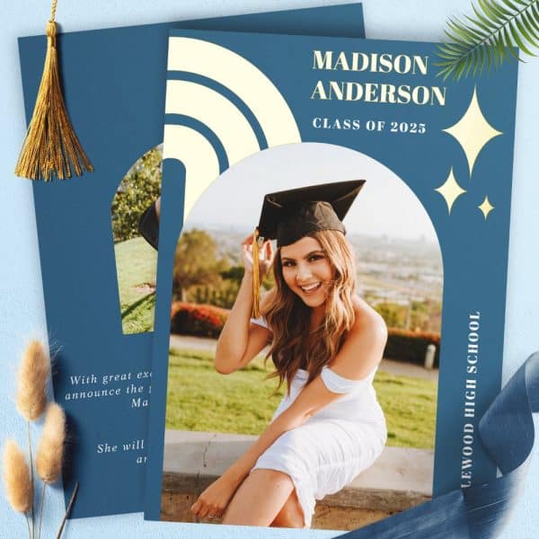 Graduation Announcement Featuring Madison Anderson, Class Of 2025, In Cap And Gown.