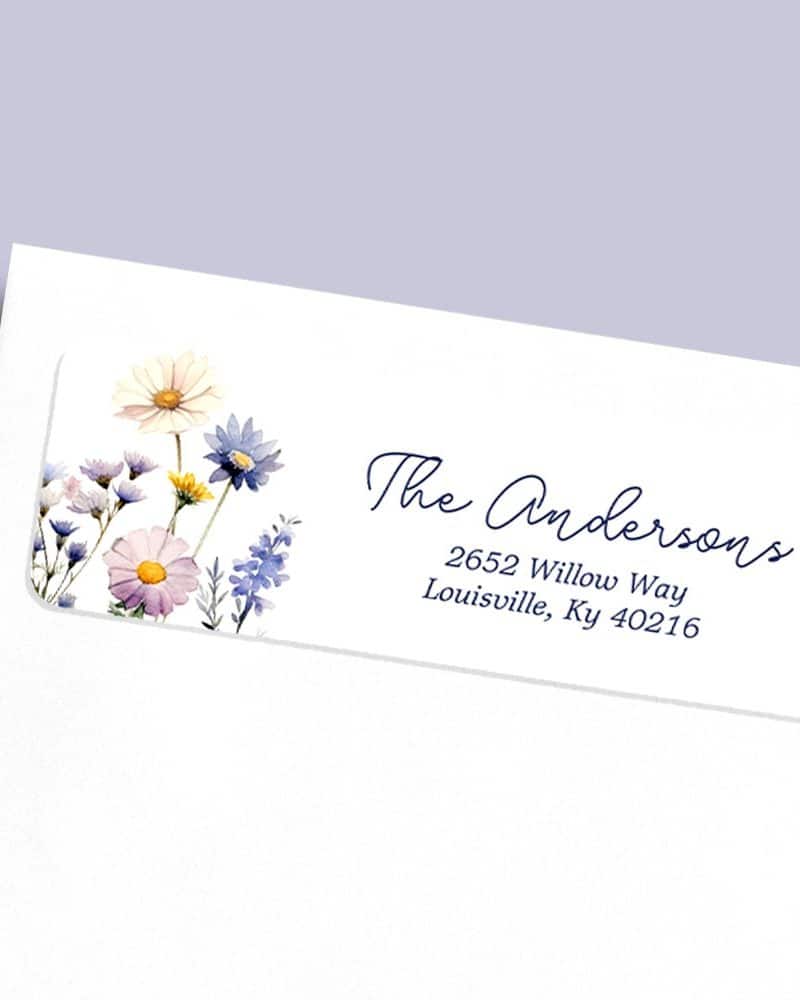 Floral return address label with The Andersons address.